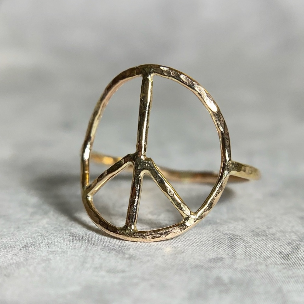 14k Gold Peace symbol ring, handmade peace ring, classy ring for women NWT - Picture 6 of 9